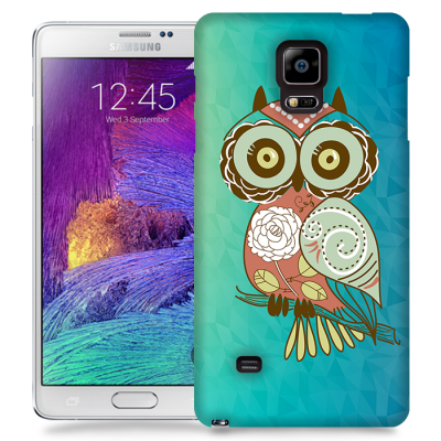 Skal till Samsung Galaxy Note 4 - Orientalisk uggla - Blå