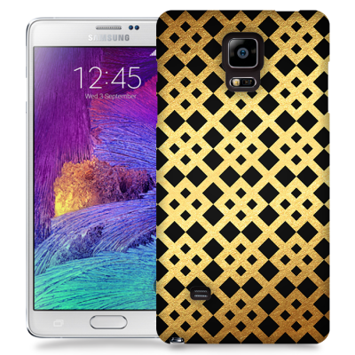 Skal till Samsung Galaxy Note 4 - Rutmönster - Guld/Svart