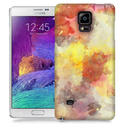 Skal till Samsung Galaxy Note 4 - Vattenfärg - Grå/Röd