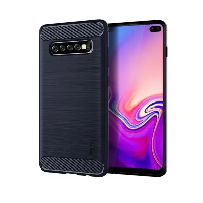 Carbon Brushed Mobilskal till Samsung Galaxy S10 Plus - Blå
