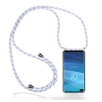 Boom Galaxy S10 Plus mobilhalsband skal - White Stripes Cord