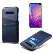 Crazy Horse Skal med 2 Kortfack till Samsung Galaxy S10 Plus - Mörkblå