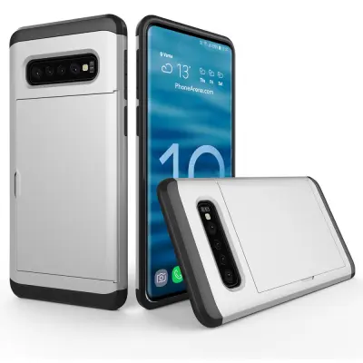 Hybrid Armor med Kortplats till Samsung Galaxy S10 Plus - Silver
