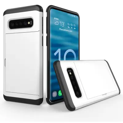 Hybrid Armor med Kortplats till Samsung Galaxy S10 Plus - Vit