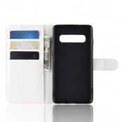 Litchi Skin Plånboksfodral till Samsung Galaxy S10 Plus - Vit