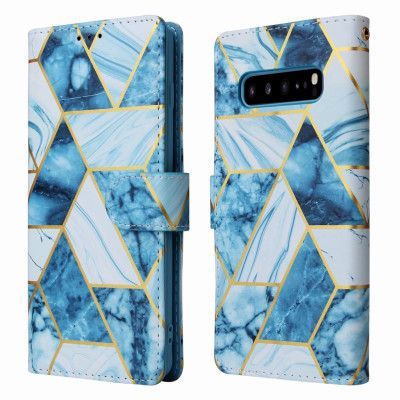 Marble Grid Plånboksfodral till Galaxy S10 Plus - Blå