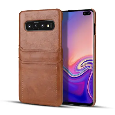 Mobilskal med kortplatser till Samsung Galaxy S10 Plus - Brun