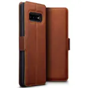 Plånboksfodral av äkta läder till Samsung Galaxy S10 Plus - Brun