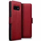 Plånboksfodral av äkta läder till Samsung Galaxy S10 Plus - Röd