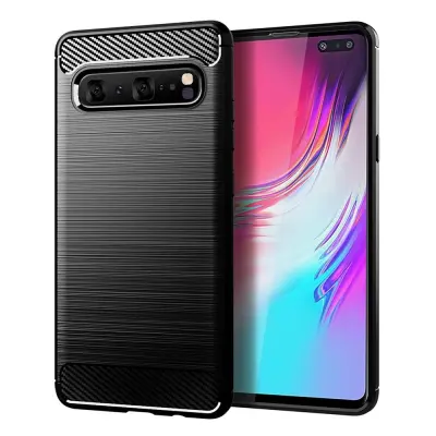 Galaxy S10 Skal Forcell Carbon Mjukplast - Svart