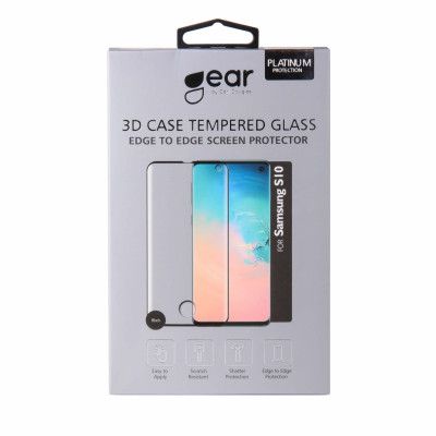GEAR Härdat Glas 3D Gum Full Cover Svart Samsung S10 Incl. Monteringsram