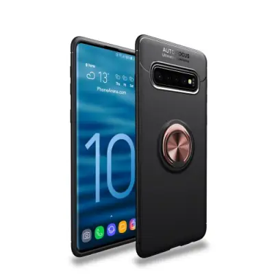 Magnetiskt Skal med Ring för Samsung Galaxy S10 - Svart Rosa