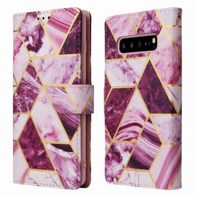 Marble Grid Plånboksfodral till Galaxy S10 - Magenta