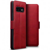 Plånboksfodral av äkta läder till Samsung Galaxy S10 - Röd