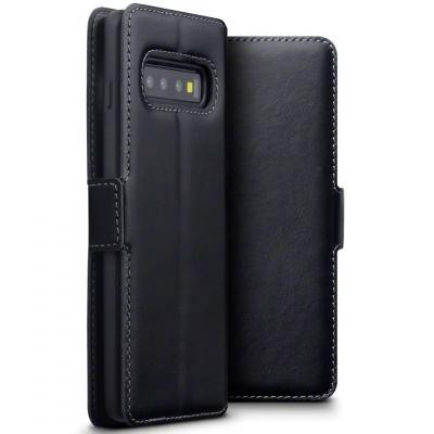Plånboksfodral av äkta läder till Samsung Galaxy S10 - Svart