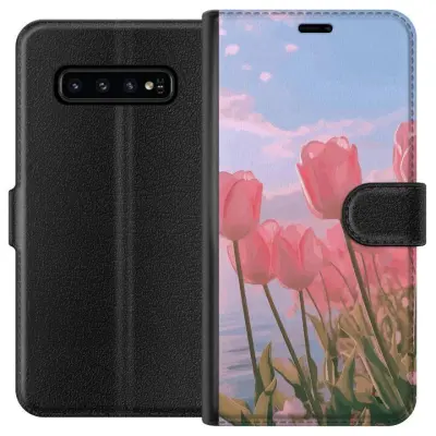 Plånboksfodral till Samsung Galaxy S10 med Rosa Tulpaner