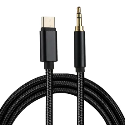 SiGN USB-C 3.5mm Ljudkabel 1m - Svart/Nylon