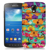 Skal till Samsung Galaxy S5 Active - Blommor - turkost trä