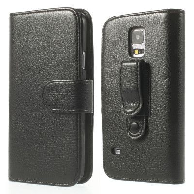 Belt Clip Holster Plånboksfodral till Samsung Galaxy S5 - (Svart)