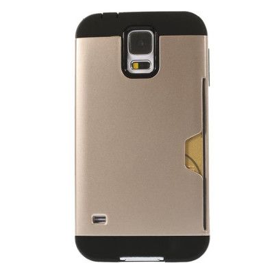 Combo Skal med Kortfack till Samsung Galaxy S5 (Guld)
