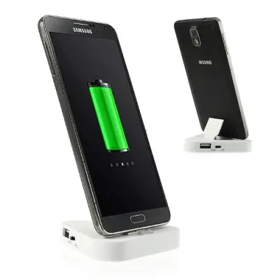 Dockningsstation med USB uttag för Samsung Galaxy S5 / Note 3 (Vit)