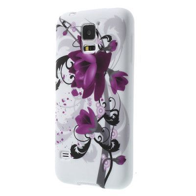 FlexiSkal till Samsung Galaxy S5 i9600 - Lila Blommor