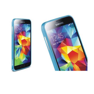 LOVE MEI 0,7mm Metal Bumper till Samsung Galaxy S5 (Ljus Blå)