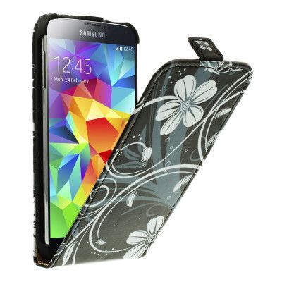 Mönstrat flipfodral till Samsung Galaxy S5 - Vitblomma