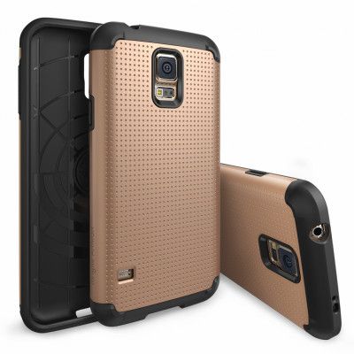 Ringke Dotted Armor Skal till Samsung Galaxy S5 (Gold) + Skärmskydd