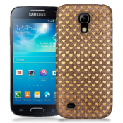 Skal till Samsung Galaxy S5 Mini - Canvas Hjärtan - Guld/Brun