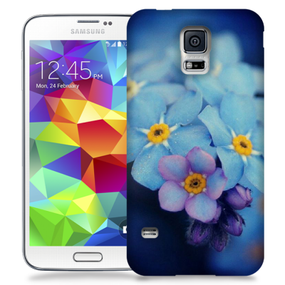 Skal till Samsung Galaxy S5 - Blå blommor