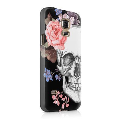 Skal till Samsung Galaxy S5 - Blommig dödskalle - Svart