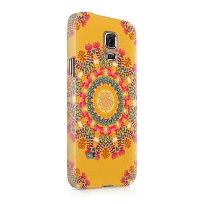 Skal till Samsung Galaxy S5 - Blommigt mönster - Orange