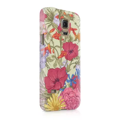 Skal till Samsung Galaxy S5 - Blommor - Beige