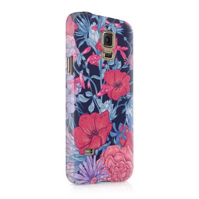 Skal till Samsung Galaxy S5 - Blommor - Svart