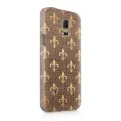 Skal till Samsung Galaxy S5 - Canvas Blommor - Guld/Brun