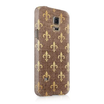 Skal till Samsung Galaxy S5 - Canvas Blommor - Guld/Brun