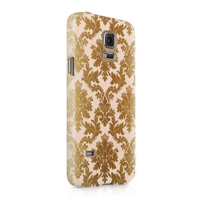 Skal till Samsung Galaxy S5 - Damask - Guld/Persika