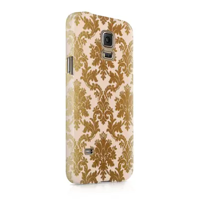 Skal till Samsung Galaxy S5 - Damask - Guld/Persika