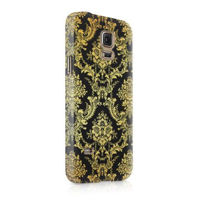 Skal till Samsung Galaxy S5 - Damask - Guld/Svart