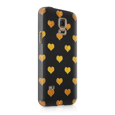 Skal till Samsung Galaxy S5 - Hjärtan - Guld/Svart