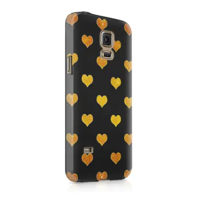 Skal till Samsung Galaxy S5 - Hjärtan - Guld/Svart