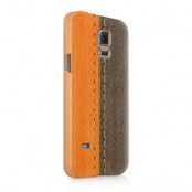 Skal till Samsung Galaxy S5 - Läder - Orange/Brun