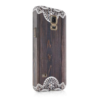 Skal till Samsung Galaxy S5 - Mörkt trä med spetsmönster
