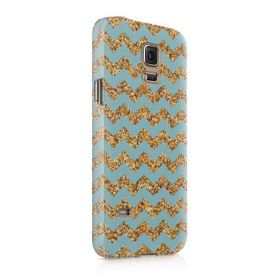 Skal till Samsung Galaxy S5 - Ränder - Guld/Blå