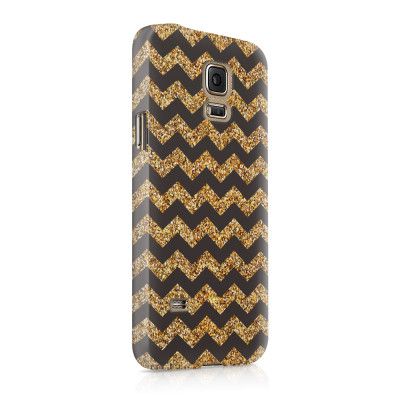 Skal till Samsung Galaxy S5 - Ränder - Guld/Svart