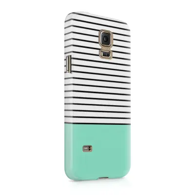 Skal till Samsung Galaxy S5 - Ränder - Mint/Svart