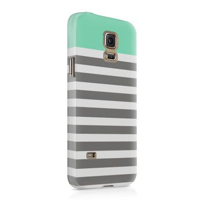 Skal till Samsung Galaxy S5 - Ränder - Mint/Vit