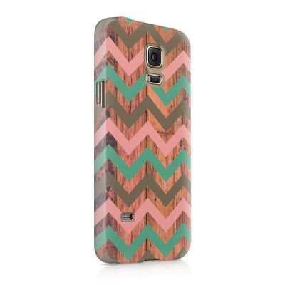 Skal till Samsung Galaxy S5 - Ränder - Rosa/Wood