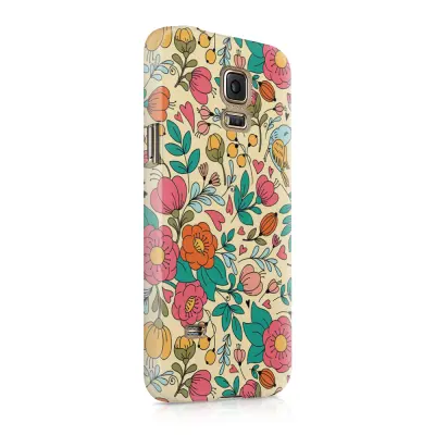 Skal till Samsung Galaxy S5 - Retro Blommor - Beige